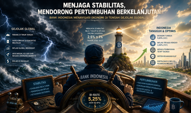 Nahkoda Penjaga Rupiah di Tengah Gelombang Perang Dunia, sumber: AI