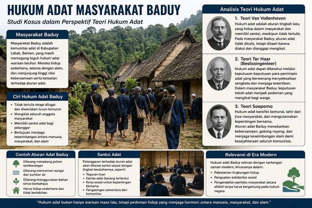 Ilustrasi masyarakat baduy menjaga hukum adat dan kearifan lokal secara turun menurun. Foto: Generated by AI