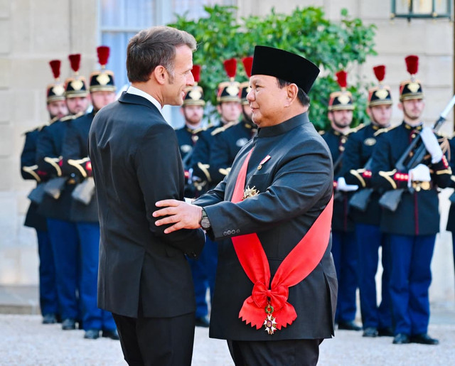 Presiden Republik Indonesia Prabowo Subianto menghadiri jamuan santap malam kenegaraan yang diselenggarakan oleh Presiden Republik Prancis Emmanuel Macron di Salle des Fetes, Istana Elysee, Paris, pada Kamis (28/5/2026). Foto: Laily Rachev/Biro Pers Sekretariat Presiden
