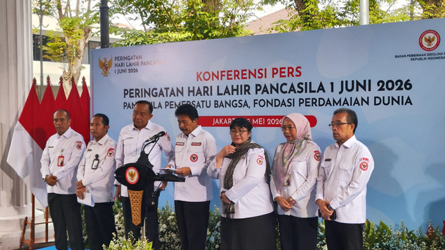 Konferensi pers BPIP terkait penyelenggaraan Peringatan Hari Pancasila di Kantor BPIP, Jakarta, Jumat (29/5/2026). Foto: Jonathan Devin/kumparan