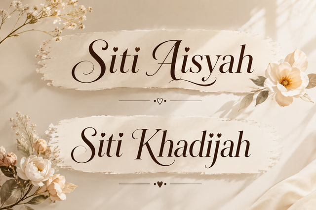 Ilustrasi: nama siti Aisyah dan Siti Khadijah foto: chatGPT
