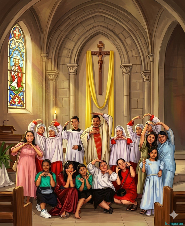 Foto ini diambil berdasarkan ilustrasi Gemini Ai. Pelayanan misdinar menjadi bukti bahwa Gereja membuka ruang bagi siapa saja untuk melayani Tuhan tanpa memandang usia, pendidikan, maupun latar belakang.