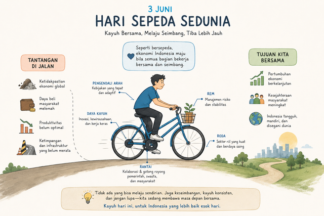 Ilustrasi menjaga ekonomi seperti bersepeda: (Foto generated by AI)