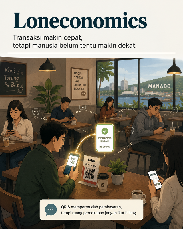 Ilustrasi Fenomena Loneconomics (Foto Generated by AI)
