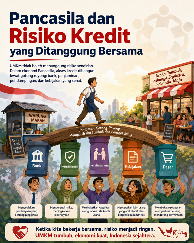 Ilustrasi penerapan nilai Pancasila dalam penyaluran kredit (Foto generated by AI)