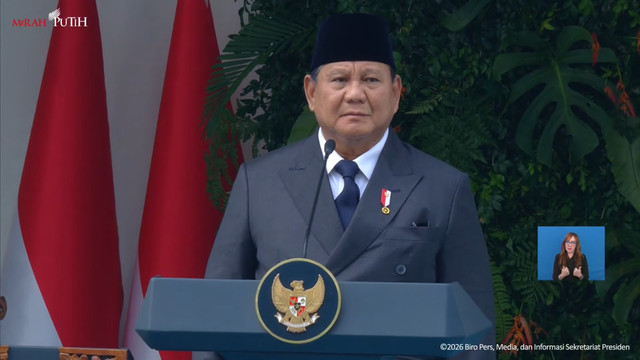 Presiden Prabowo Subianto hadiri Upacara Hari Lahir Pancasila di Gedung Pancasila, Jakarta, Senin (1/6/2026). Foto: YouTube/ Sekretariat Presiden