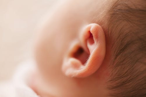Potret telinga seorang bayi foto by Pexels