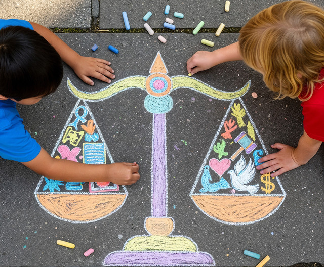 Ilustrasi anak-anak belajar mencari keadilan. Foto: Magnific AI