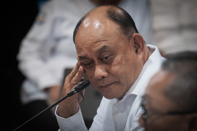 Kepala Badan Gizi Nasional Dadan Hindayana memberikan reaksi saat para menteri, perwakilan lembaga, dan pemangku kepentingan menghadiri rapat koordinasi pelaksanaan Program Makan Bergizi Gratis (MBG) di Kementerian Koordinator Bidang Pangan, Jakarta. Foto: Yasuyoshi Chiba/AFP