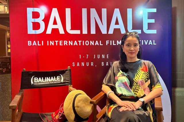 Marcella Zalianty saat ditemui di Balinale 2026, kawasan Sanur, Bali. Foto: Salsha Okta Fairuz/kumparan