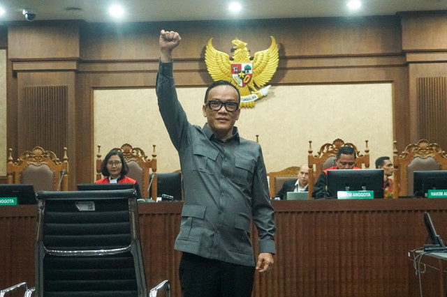 Eks Wamenaker Immanuel Ebenezer saat menjalankan sidang pembacaan putusan terkait kasus dugaan pemerasan di Pengadilan Tipikor, Jakarta, Kamis (04/06/2026). Foto: Iqbal Firdaus/kumparan