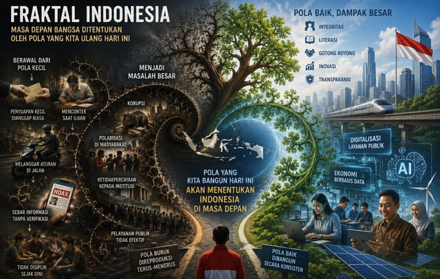 Ilustrasi fraktal Indonesia. Foto: Generated by AI