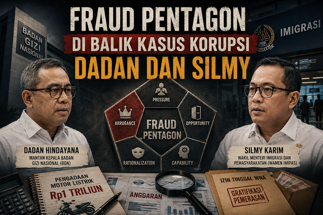 Ilustrasi fraud pentagon: di balik kasus korupsi Dadan dan Silmy. Foto: Generated by AI