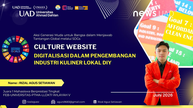 Rizal Agus Setiawan mahasiswa Prodi Bisnis Jasa Makanan Universitas Ahmad Dahlan (UAD) torehkan prestasi nasional (Foto. Mawar)