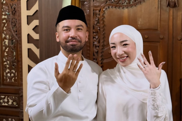 Hassan Alaydrus menikah dengan Audrey Jesslyn.  Foto: Instagram/@sahilmulachela