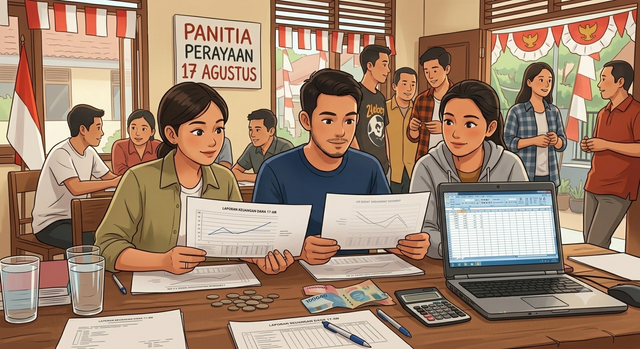 ilustrasi panitia 17-an, sumber: gemini ai
