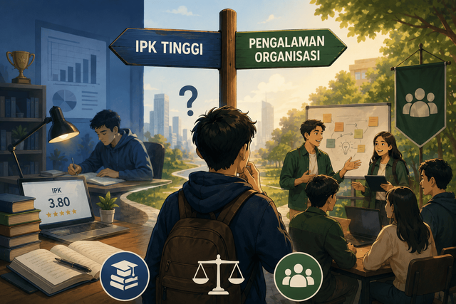 ilustrasi : IPK tinggi atau pebgalaman organisasi?