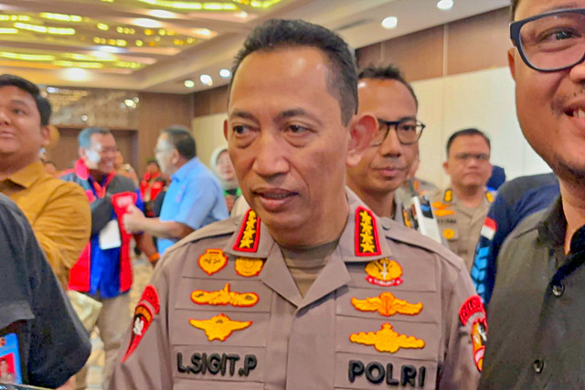 Kapolri Jenderal Listyo Sigit Prabowo usai pembukaan Kongres III KPBI di Hotel Acacia, Senen, Jakarta Pusat, Minggu (7/6/2026). Foto: Nauval Pratama/kumparan