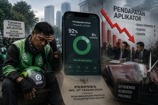 Ilustrasi menguji mitos ambruknya bisnis aplikator setelah Perpres Ojol. Foto: Generated by AI
