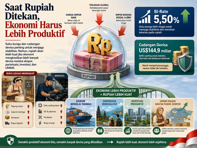 Ilustrasi Peningkatan Produktifitas Ekonomi Untuk Rupiah Yang Lebih Kuat (Foto Generated By AI)