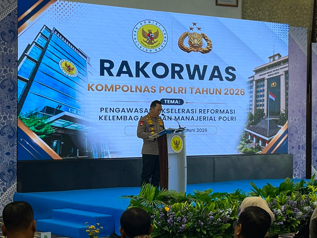 Kapolri Jenderal Listyo Sigit Prabowo saat menghadiri Rakorwas Kompolnas Polri 2026 di Ancol, Jakarta Utara, Rabu (9/6/2026). Foto: Rayyan/kumparan