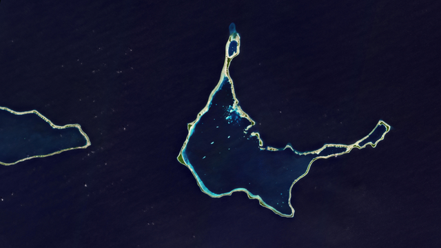 Majuro, Kepulauan Marshall, salah satu wilayah di Pasifik yang rentan terhadap kenaikan permukaan laut. Foto: contains modified Copernicus Sentinel data (2025), processed by ESA / CC BY-SA 3.0 IGO.