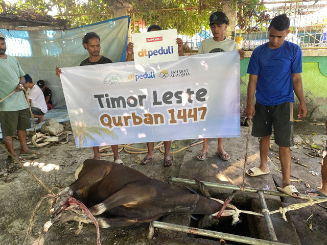 Amanah Qurban Warga Indonesia sampai ke Masyarakat di Kota Dili, Timor Leste (Sumber: DT Peduli)