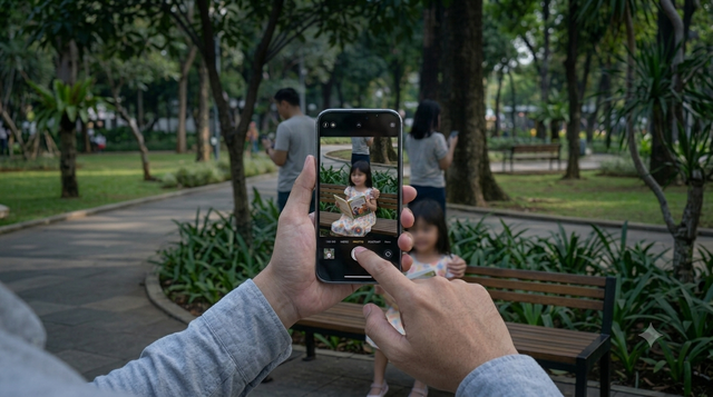 Ilustrasi orang tua memotret anak   Foto: Dibuat Oleh AI