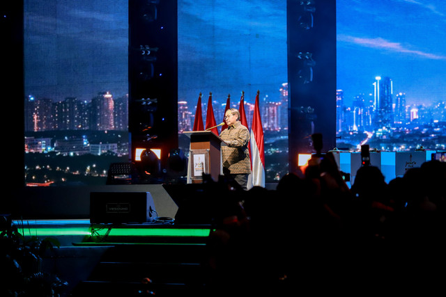 Gubernur DKI Jakarta Pramono Anung memberikan sambutan saat Jakarta Fair 2026 di JIExpo Kemayoran, Jakarta, Kamis (11/6/2026). Foto: Jamal Ramadhan/kumparan