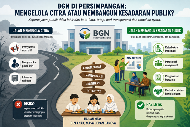 Kepercayaan publik tidak lahir dari retorika semata, tetapi bermula dari transparansi dan tindakan nyata. Sumber: Gambar dibuat dengan menggunakan AI