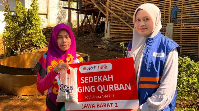 Kolaborasi Qurban, BTPN Syariah dan DT Peduli Cianjur berbagi Qurban di Desa Cintaasih, Gekbrong, Cianjur (Sumber: DT PedulI)