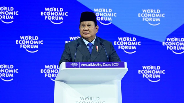 Presiden Prabowo berpidato pada World Economic Forum, 22 Januari 2026. Foto: Dewan Pertahanan Nasional-DPN.