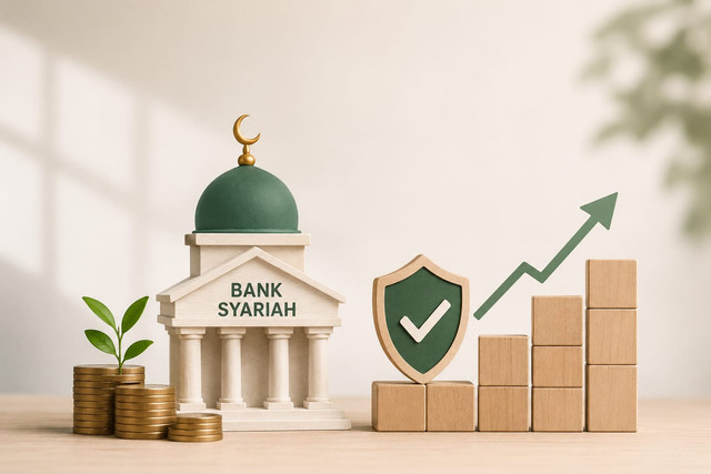 Ilustrasi pertumbuhan dan stabilitas perbankan syariah di tengah tekanan suku bunga global yang tinggi. Sumber: Ilustrasi hasil generasi AI (OpenAI ChatGPT)