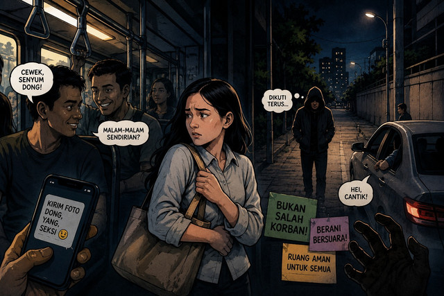 Ketakutan yang mengintai di ruang publik mengingatkan bahwa rasa aman adalah hak setiap orang. Gambar ini dihasilkan oleh Gemini AI