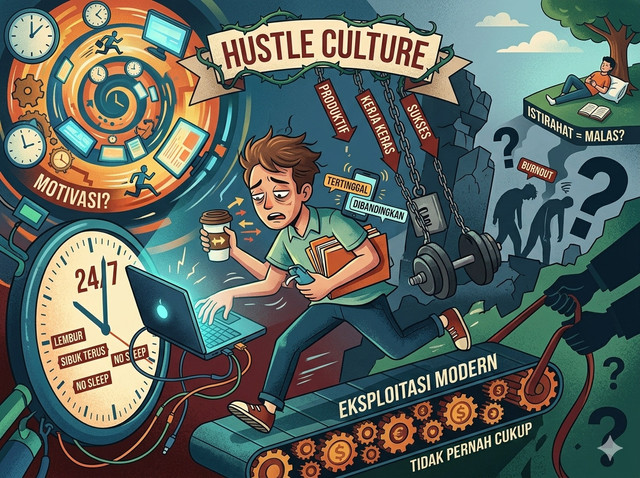 Ilustrasi Fenomena Hustle Culture. Source: GeminiAI
