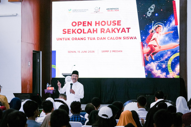 Mensos Saifullah Yusuf mengunjungi Sekolah Rakyat Menengah Pertama 2 Medan, Senin (15/6/2026).
Foto: Kemensos RI