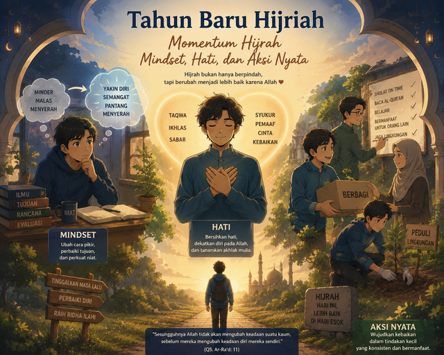 Tahun baru hijriah: Momentum hijrah (Sumber: Animasi dibuat oleh AI)