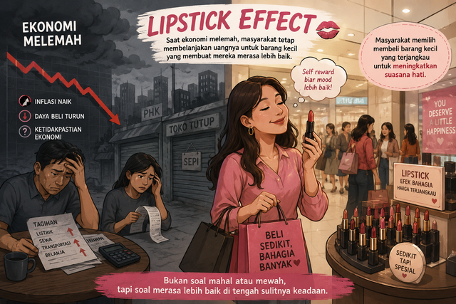 Ilustrasi Memasuki Era Lipstick Effect di Indonesia. (ChatGPT),2026.
