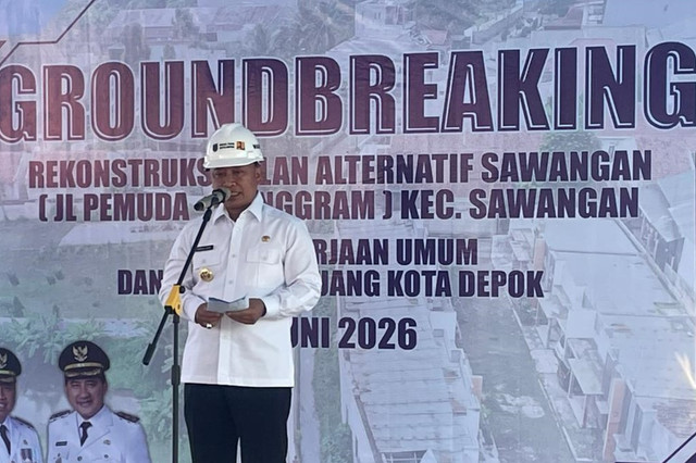 Wali Kota Depok Supian Suri menghadiri groundbreaking rekonstruksi Jalan Engram dan Jalan Pemuda, Kecamatan Sawangan, Depok, Rabu 17/6/2026. Foto: kumparan