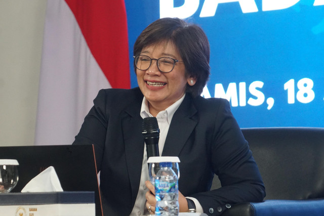 Wakil Kepala Badan Gizi Nasional (BGN) sekaligus Juru Bicara Agustina Arumsari memaparkan materi pada konferensi pers di Kantor Badan Gizi Nasional, Jakarta, Kamis (18/6/2026). Foto: Iqbal Firdaus/kumparan
