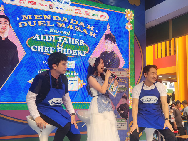  Acara Mendadak Duel masak bareng Aldi Taher dan Chef Hideki di Rumah Indofood Jakarta Fair Kemayoran 2026, Rabu (17/6/2026). Foto: Ela Nurlaela/kumparan