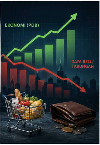 Sumber: Ilustrasi AI - Ekonomi Tumbuh tapi daya beli turun