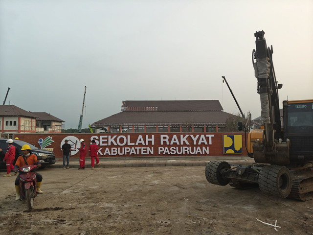 Pembangunan gedung permanen Sekolah Rakyat di Purworejo, Kota Pasuruan, Jawa Timur. Foto: Kemensos RI