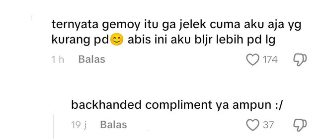 Contoh peristiwa Backhanded Compliment di Media Sosial