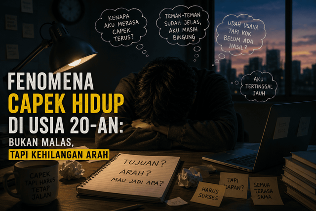 Fenomena capek hidup yang dialami oleh anak muda 20 an. Gambar dihasilkan oleh Chatgpt AI