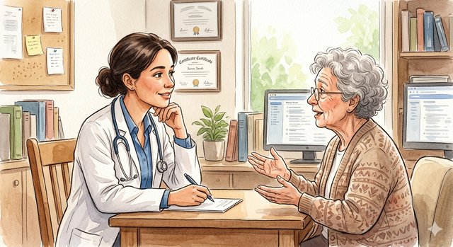 Ilustrasi Dokter Sedang Mendengarkan Pasien (Sumber: Image Generate Gemini)