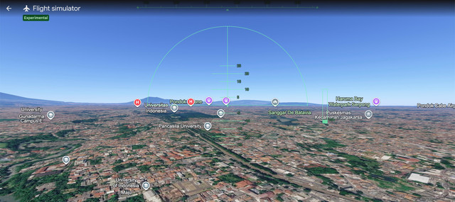 Flight Simulator di Google Earth. Foto: Google Earth.