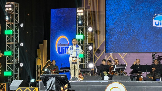 Ketua Umum PP IKALUIN TB Ace Hasan Syadizily dalam acara IKALUIN Award 2026 di UIN Jakarta, Ciputat, Tangerang Selatan, Sabtu (20/6/2026). Foto: Zamachsyari/kumparan