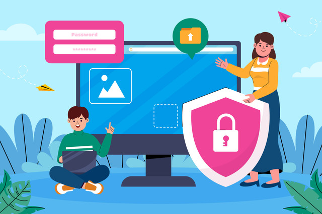 Ilustrasi melindungi data privasi dibuat oleh AI