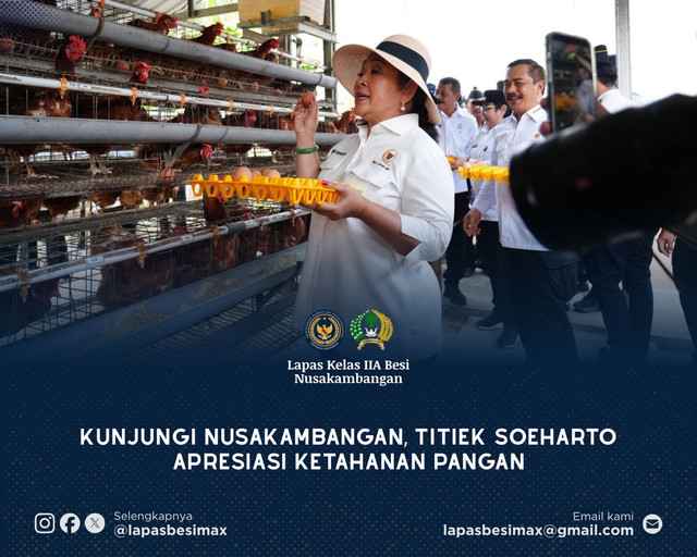Kunjungi Nusakambangan, Titiek Soeharto Apresiasi Ketahanan Pangan